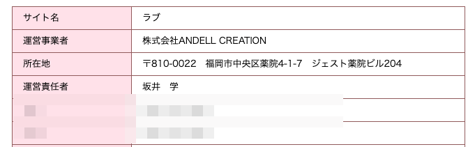ラブ運営者情報